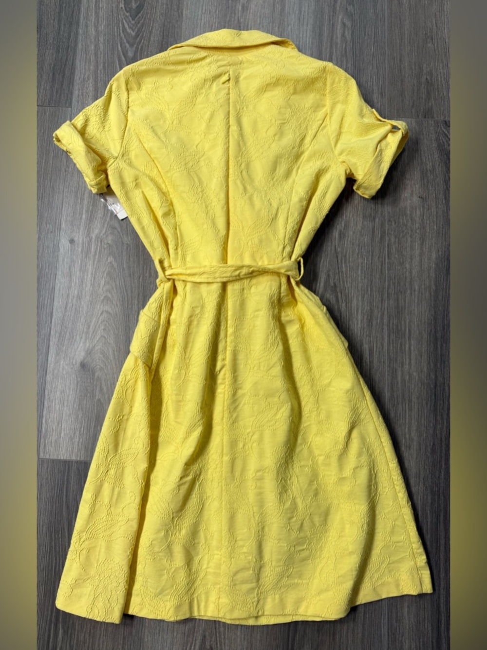 Liz Claiborne Yellow Textured Fit Flare Dress Kentucky Derby Spring Wedding 10P - Picture 6 of 9